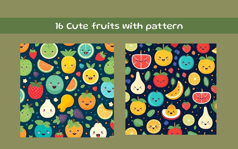 Fruits mignons avec image AI à motifs