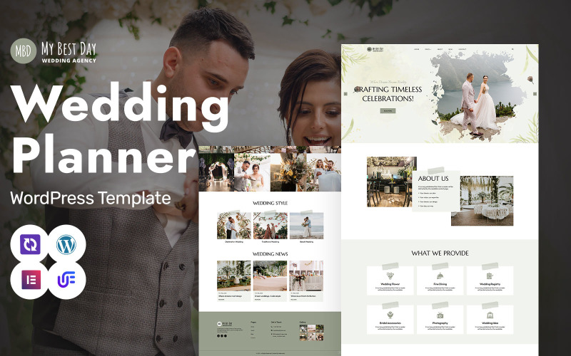 My Best Day - WordPress Elementor-thema voor weddingplanner en evenementenbeheer
