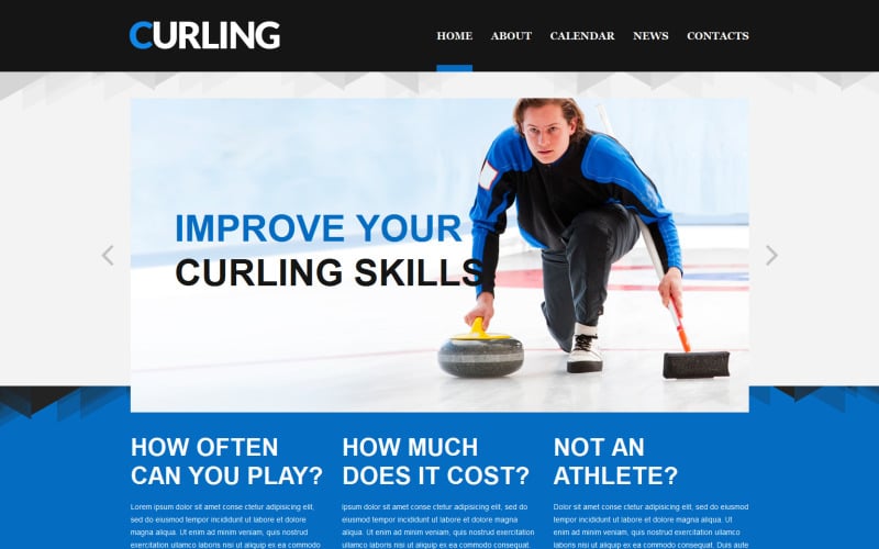 Modello di sito Web reattivo di curling