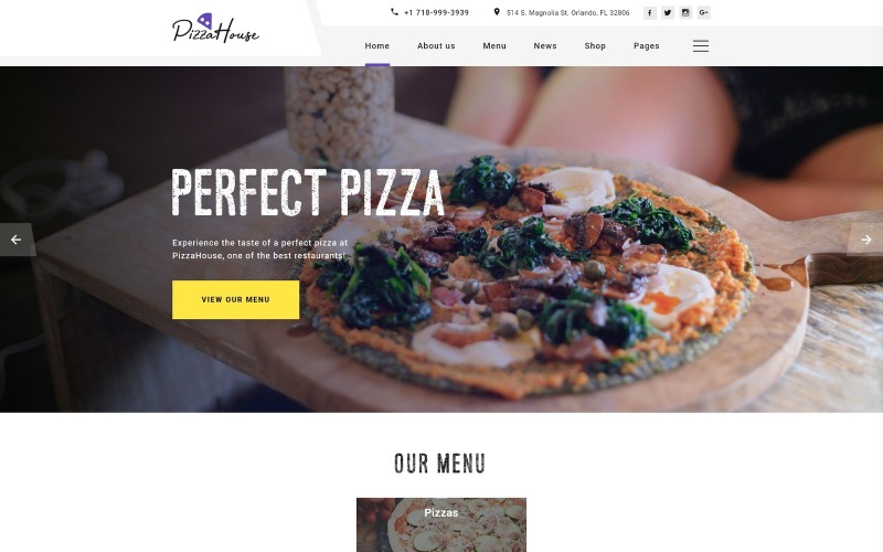 pizza house многостраничный html шаблон сайта