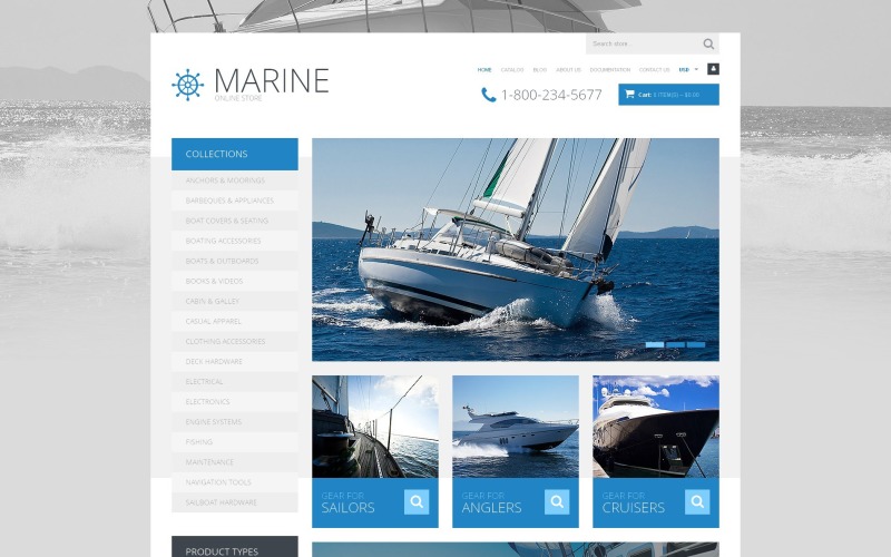 яхтинг отзывчивая тема shopify