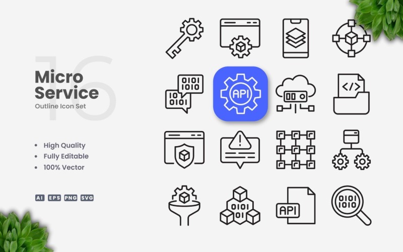 16 Microservices Overzicht Pictogrammenset