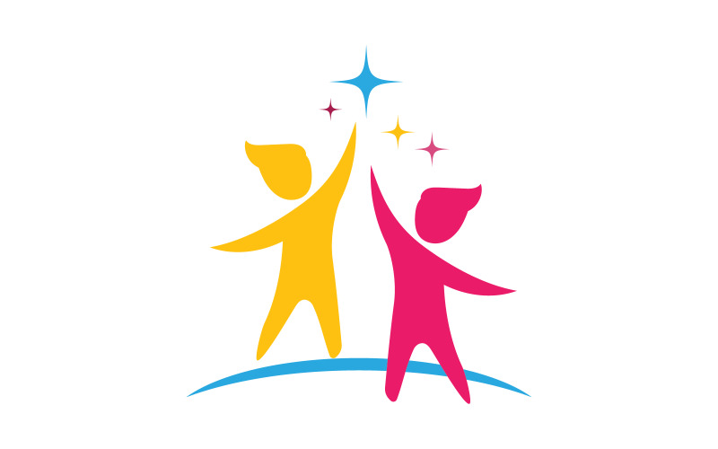 Bambini felici concetto illustrazione vettoriale icona design v.3