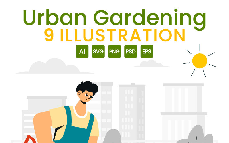 9 Illustrazione di giardinaggio urbano