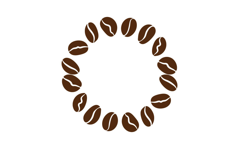 Modelo de ilustração vetorial de ícone de café em grão de café v.13