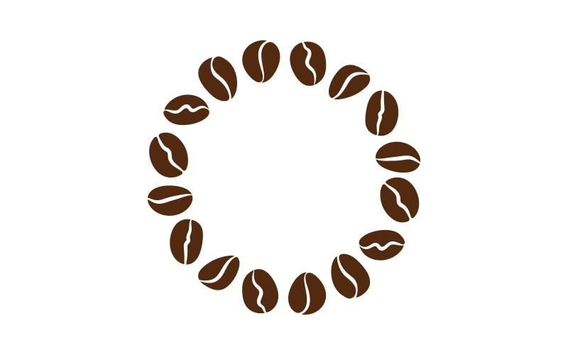 Modelo de ilustração vetorial de ícone de café em grão de café v.14