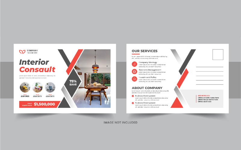 Modern interior design expert postcard or Interior business eddm postcard