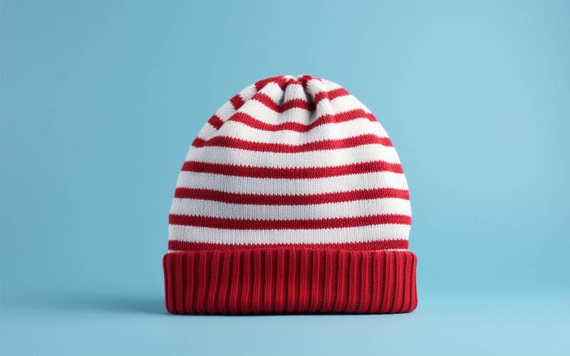 Design de gorro premium, gorro vermelho e branco em branco, maquete de gorro em branco
