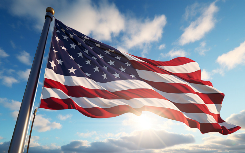 Disegno della bandiera degli Stati Uniti, bandiera americana nel cielo