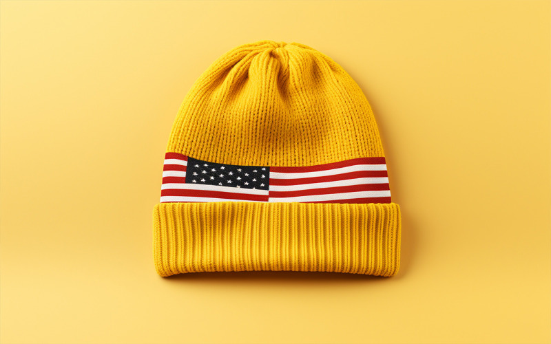 Gul amerikansk mössa, USA flaggmössa, tom amerikansk mössa mockup