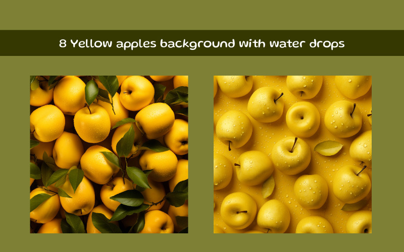 黄色苹果背景与水滴