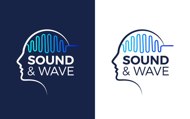 Human brain wave logo human sound wave logo design brain wave technology logo design
