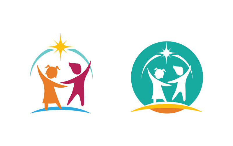 Концепция счастливых детей, векторная иллюстрация, дизайн иконки v.17