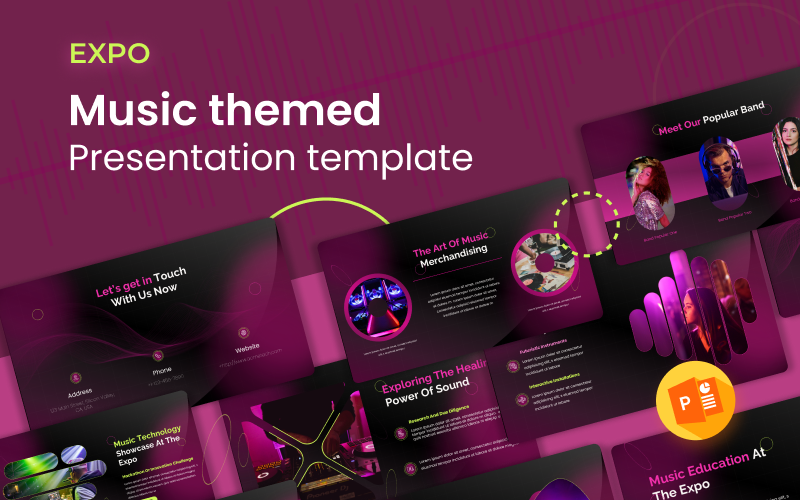 Expo - Modèle de présentation PowerPoint sur le thème de la musique