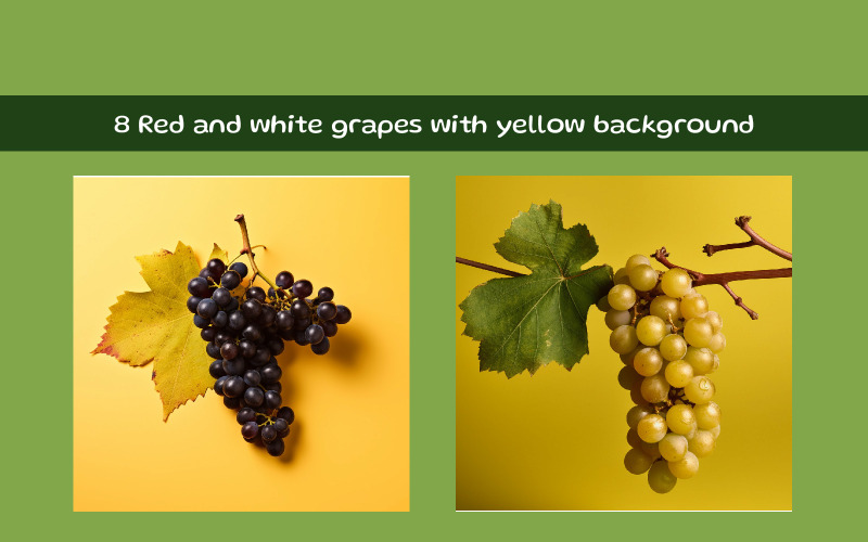 Uvas vermelhas e brancas com fundo amarelo
