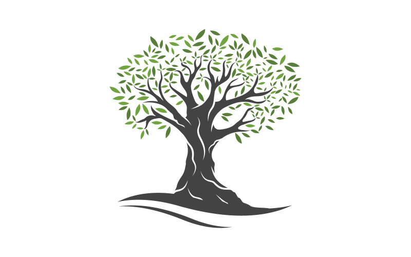 Modèle de conception d'illustration vectorielle d'icône d'arbre fruitier d'olivier v.9