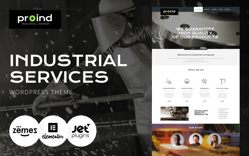 Proind - WordPress Elementor-tema för industriell konstruktion och byggtjänster (multifunktionellt)