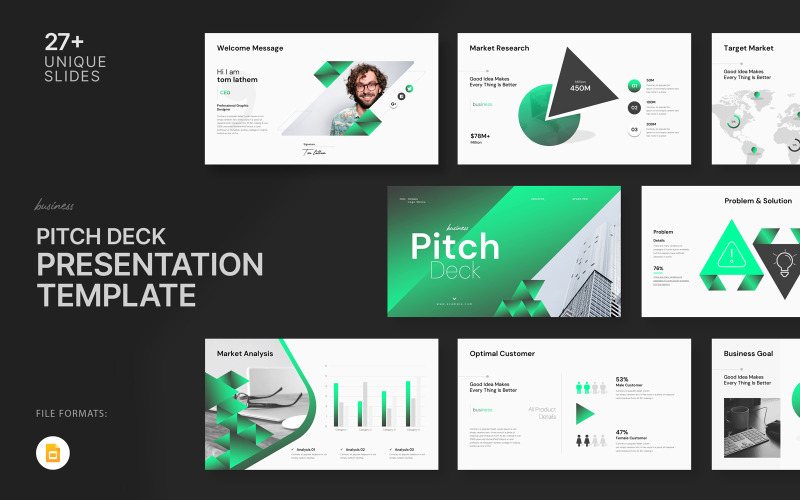 Clean Business Pitch Deck Google Slide Mall