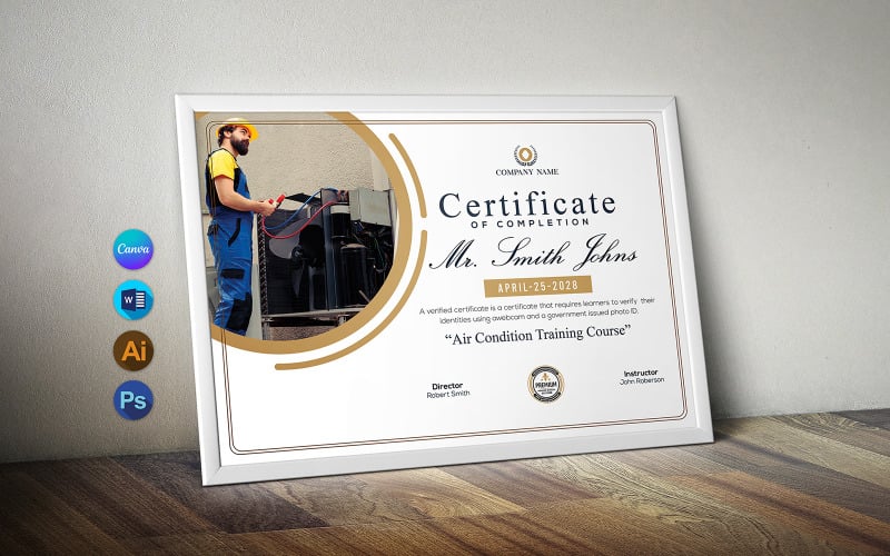 Certificados de cursos de aire acondicionado de Canva