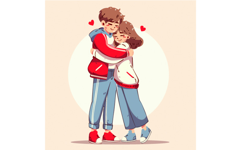 Illustration de la Saint-Valentin avec un couple s'embrassant dans des tenues confortables