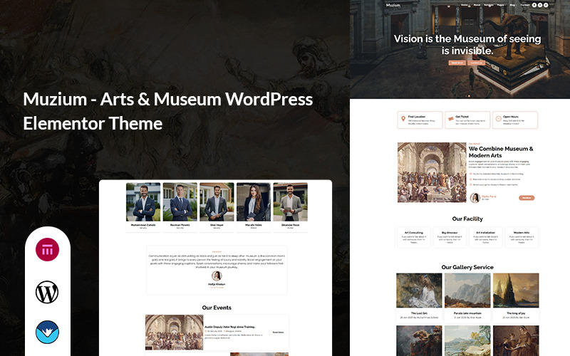 Muzium — тема WordPress для сайтов, посвященных искусству и музеям, на основе Elementor.