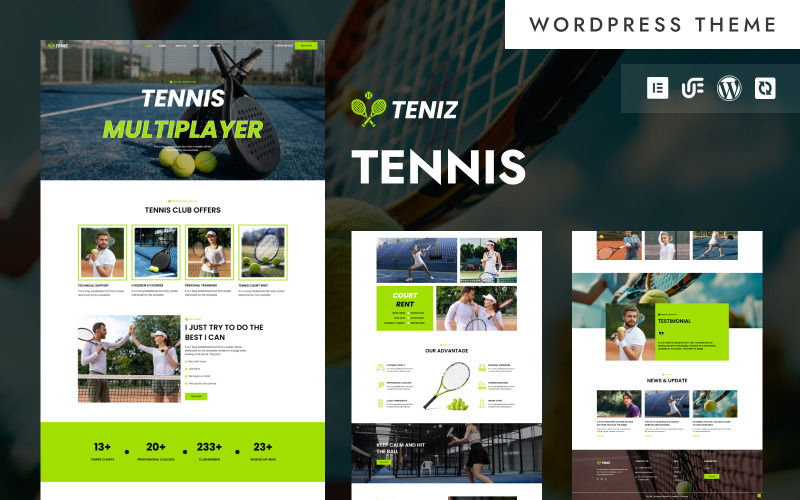 Teniz - Tema Elementor de WordPress para club de tenis y academia de entrenamiento