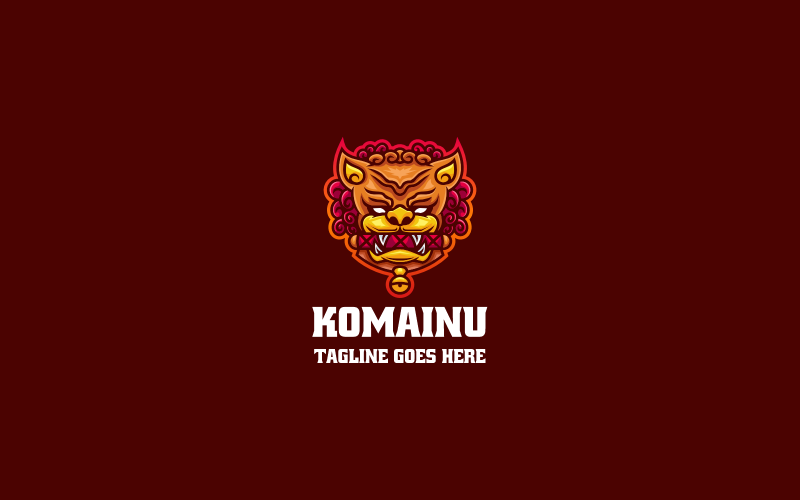 Logo de mascotte simple de Komainu