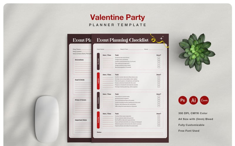 Vorlage für einen Valentinstags-Partyplaner