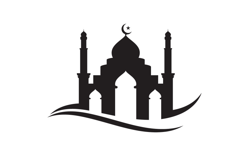 Modèle de conception d'illustration de logo de mosquée de bâtiment islamique v.16