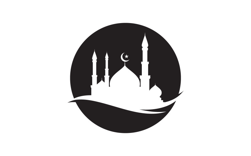 Modèle de conception d'illustration de logo de mosquée de bâtiment islamique v.17