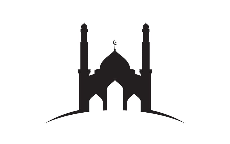 Modèle de conception d'illustration de logo de mosquée de bâtiment islamique v.26