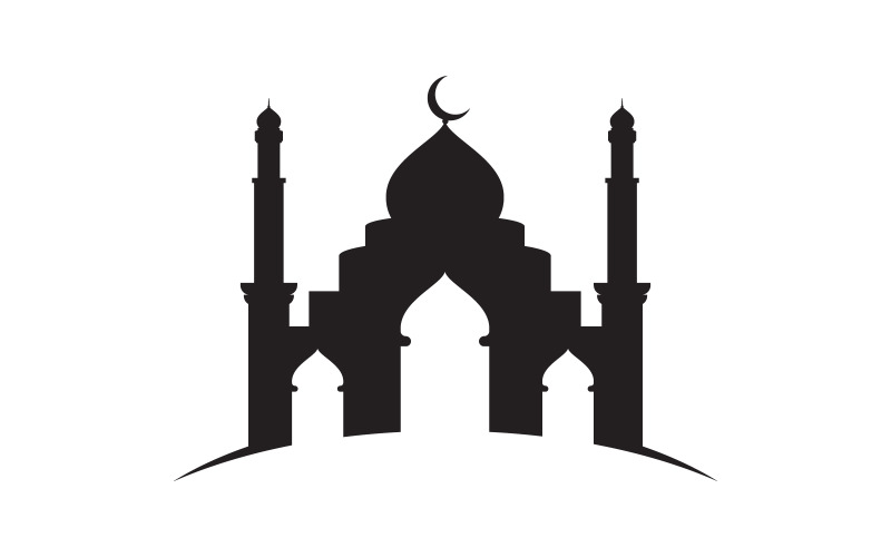 Modèle de conception d'illustration de logo de mosquée de bâtiment islamique v.28