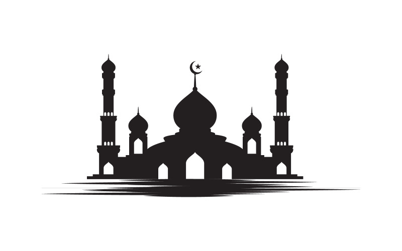 Modèle de conception d'illustration de logo de mosquée de bâtiment islamique v.41
