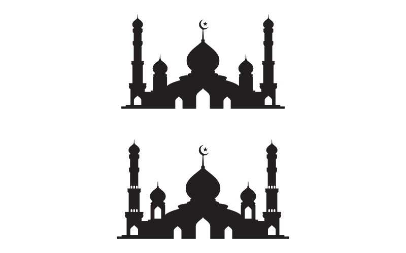 Modello di progettazione dell'illustrazione del logo della moschea dell'edificio islamico v.15