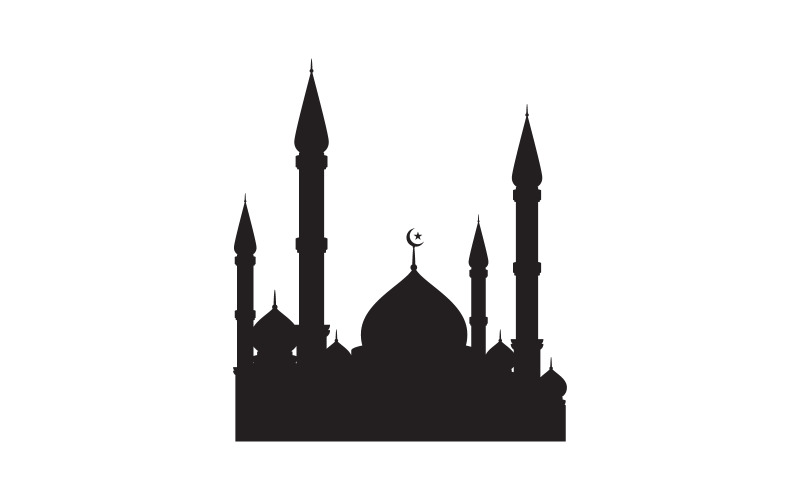 Modello di progettazione dell'illustrazione del logo della moschea dell'edificio islamico v.23