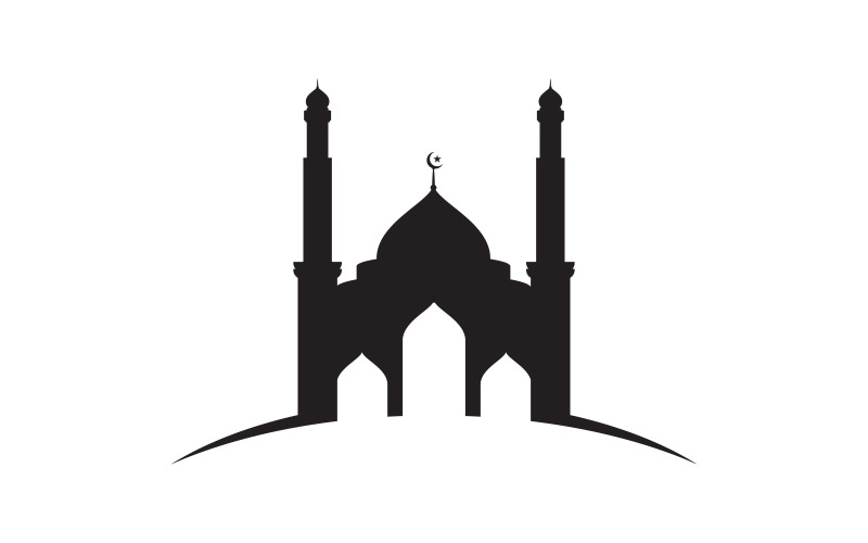 Modello di progettazione dell'illustrazione del logo della moschea dell'edificio islamico v.26