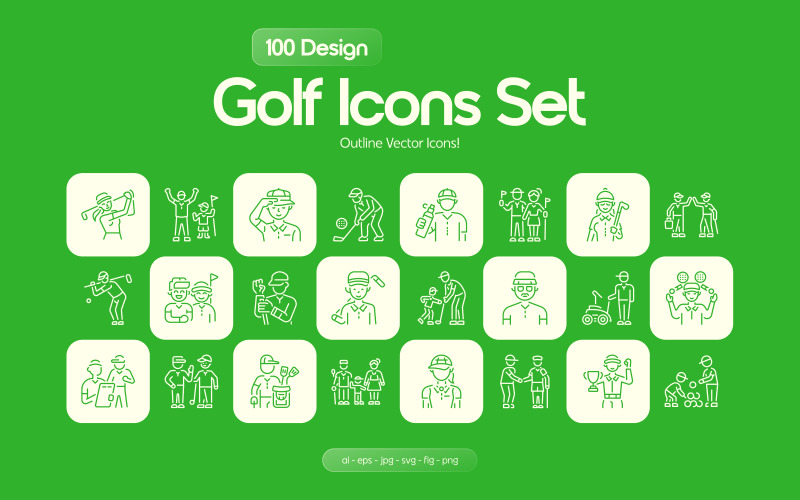 Moderna Golf linje ikoner Set