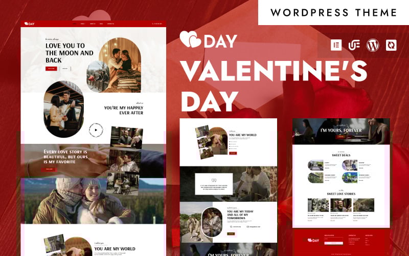 Den lásky – speciál na svatého Valentýna, téma WordPress Elementor pro lásku a páry