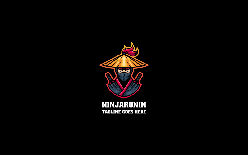 Logo mascotte dei cartoni animati Ninja Ronin