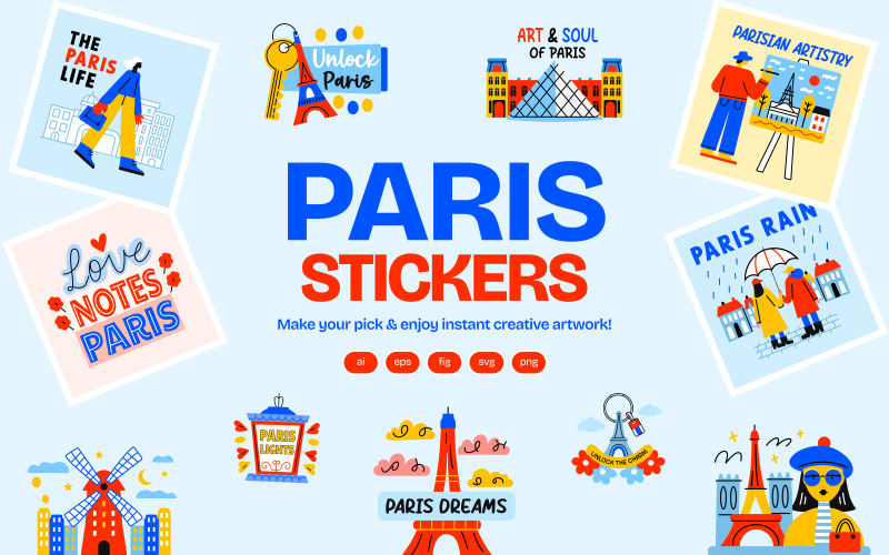 Modern Paris Stickers Set
