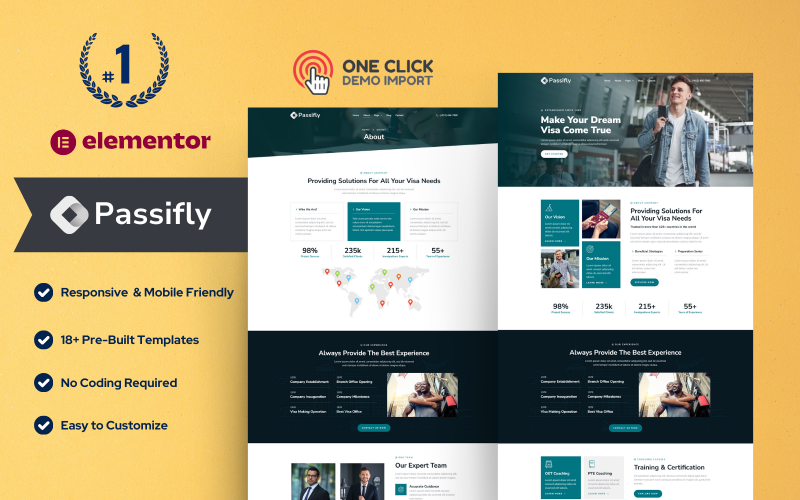 Passifly — 移民与签证咨询 WordPress Elementor 套件