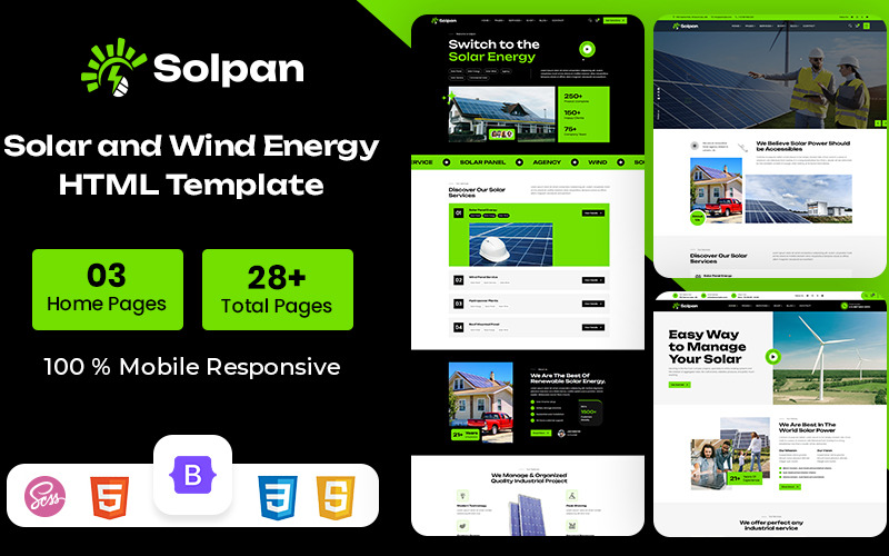 Solpan – HTML-Vorlage für Solar- und Windenergie