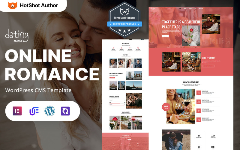 Tanışma Ajansı - Romantik Eşleştirme ve Aşk Bulucu WordPress Elementor Teması