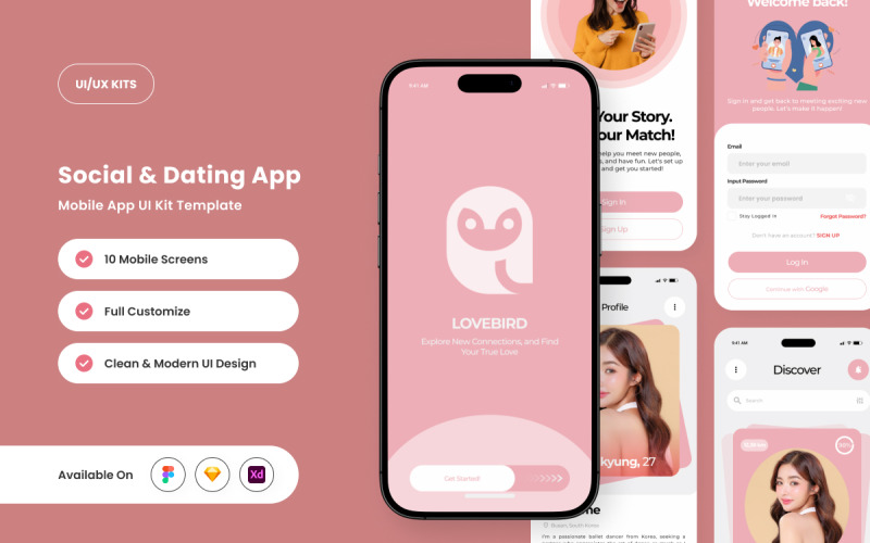 Luvora - Elegante design dell'interfaccia utente per app social e di incontri
