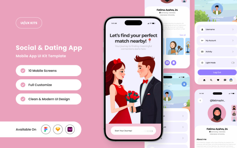 SoulBond - Romantische sociale en dating-app-gebruikersinterface