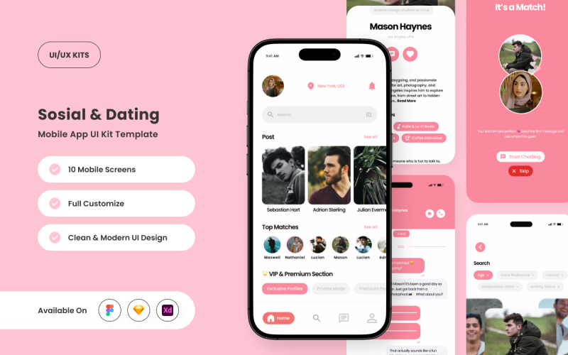 BloomDate – Sanftes und romantisches Dating-App-UI-Kit
