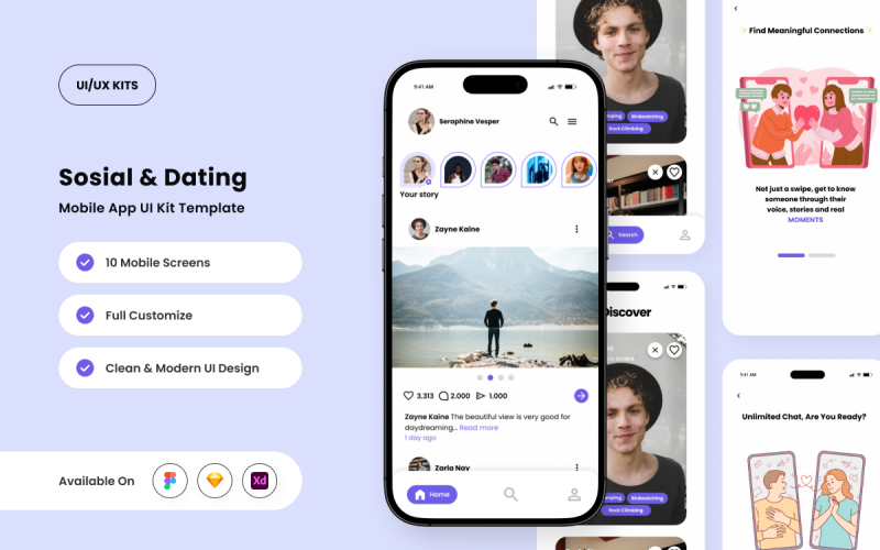 Crushy — яркий набор пользовательского интерфейса для социальных сетей и приложений для знакомств