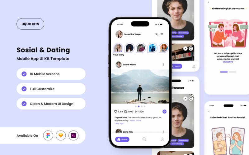 Crushy - Kit de interface de usuário de aplicativo social e de namoro ousado