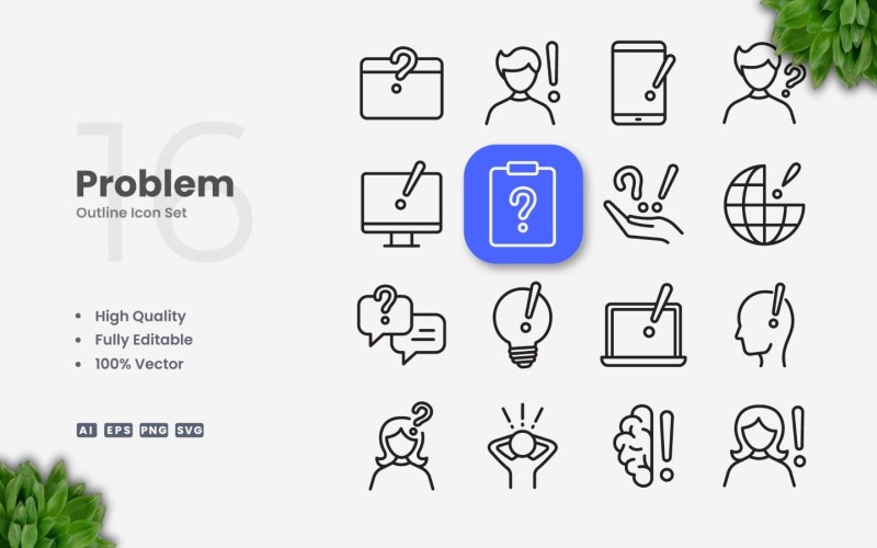 16 Probleemoverzicht-pictogramset