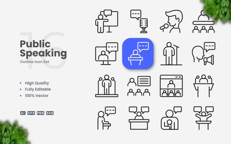 16 публічних виступів структури набір іконок
